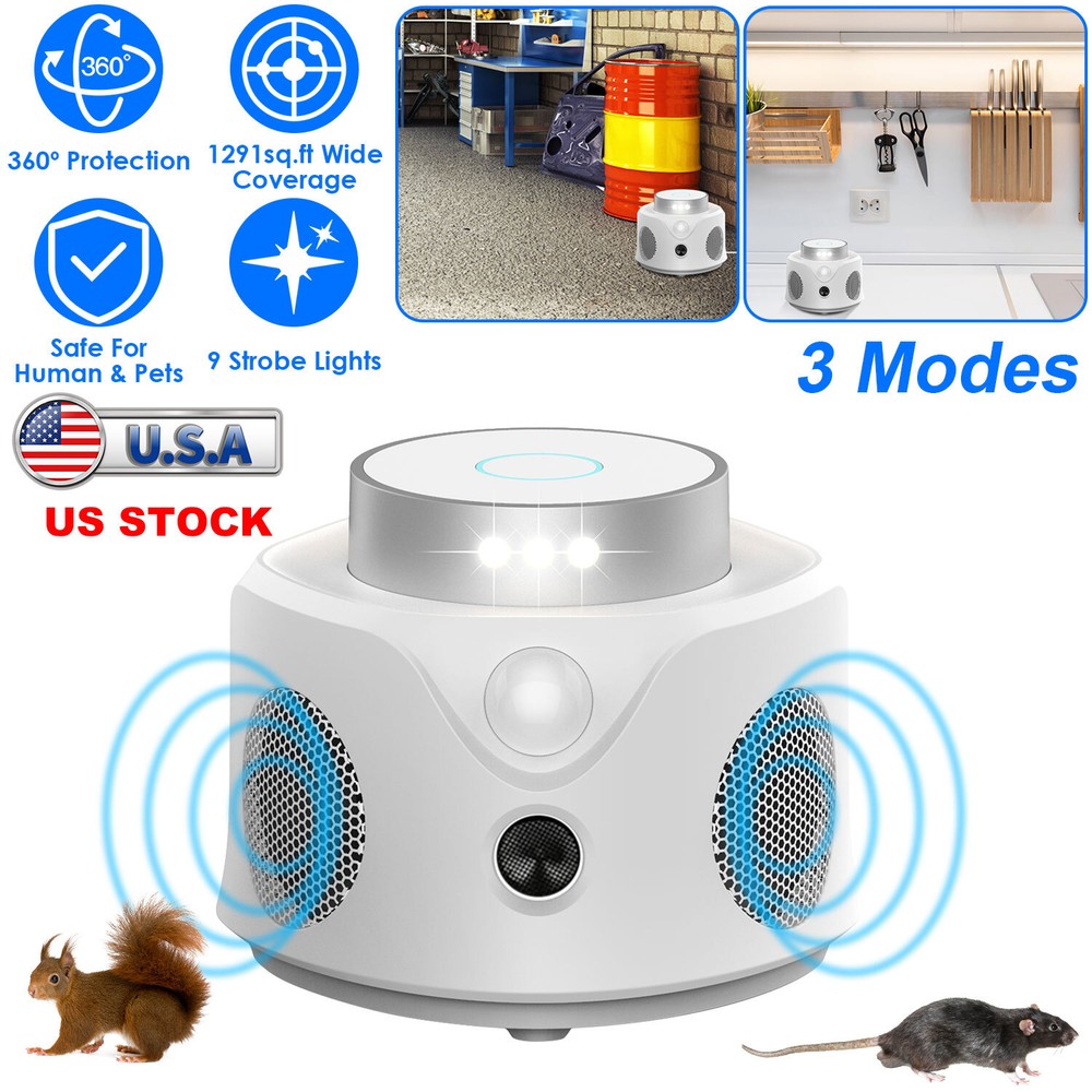 360° Ultrasonic Indoor Rat Squirrel Rodent Chaser