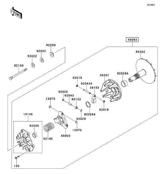 Kawasaki Mule Drive (Primary) Converter / Clutch Replaces 49093-0025 / 0023