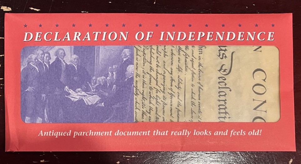 Declaration of Independence - parchment Replica