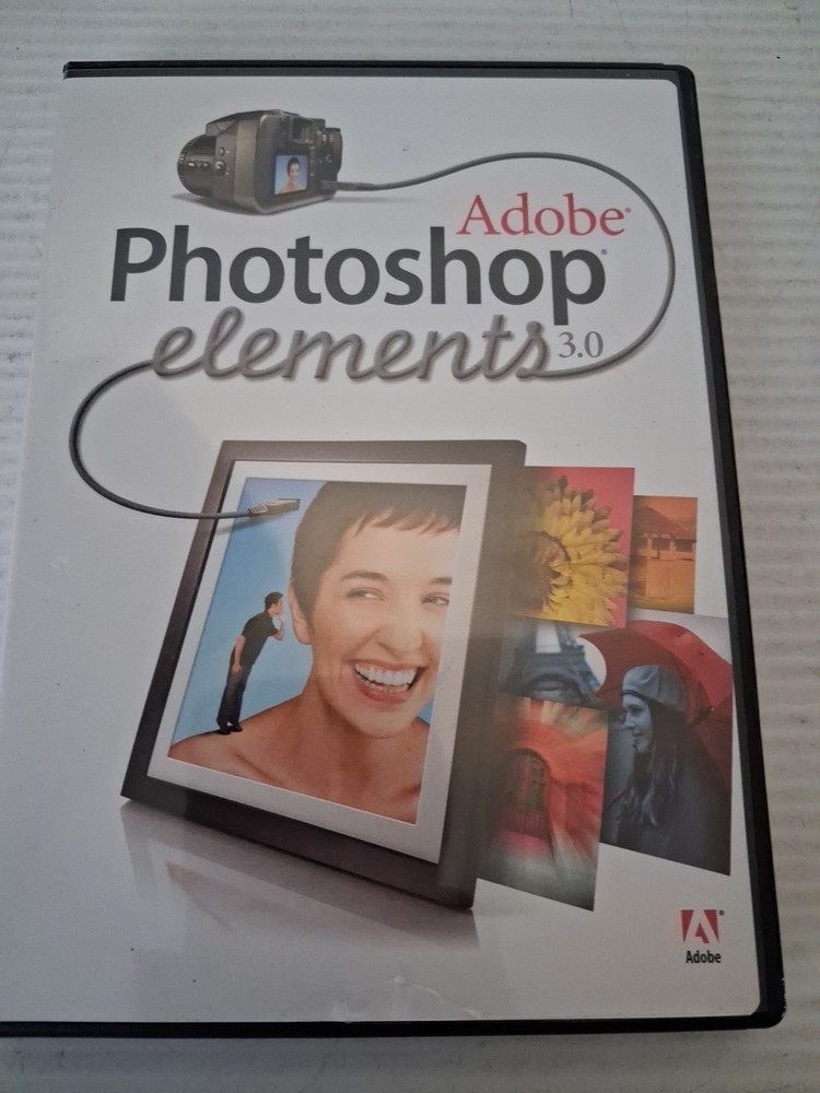 Adobe Photoshop Elements 3.0 PC Software w/ Serial Number