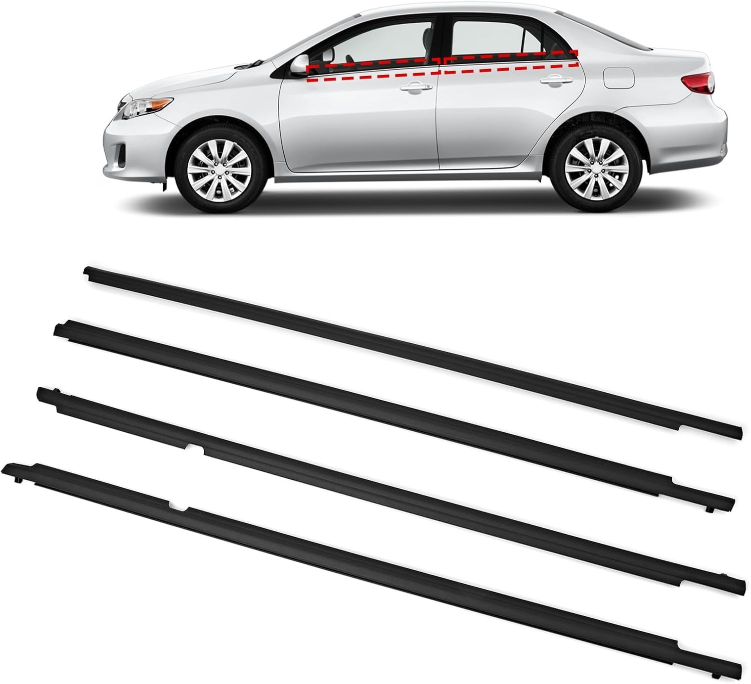 WeatherStrip Window Molding Trim Seal Belt Replacement for Toyota Corolla 09-12