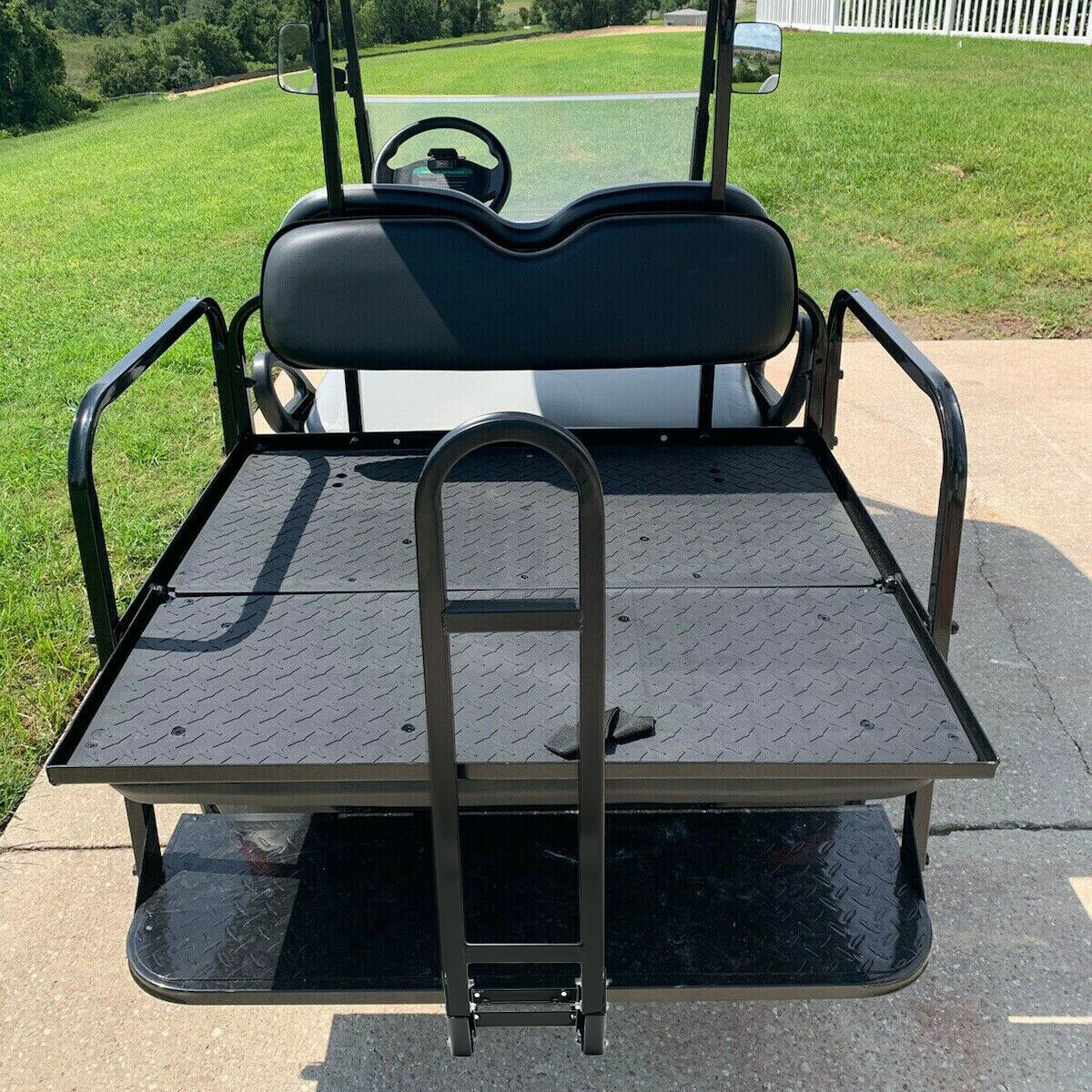 For Club Car Precedent Golf Cart Flip Folding Rear Back Seat Kit - Black Seats