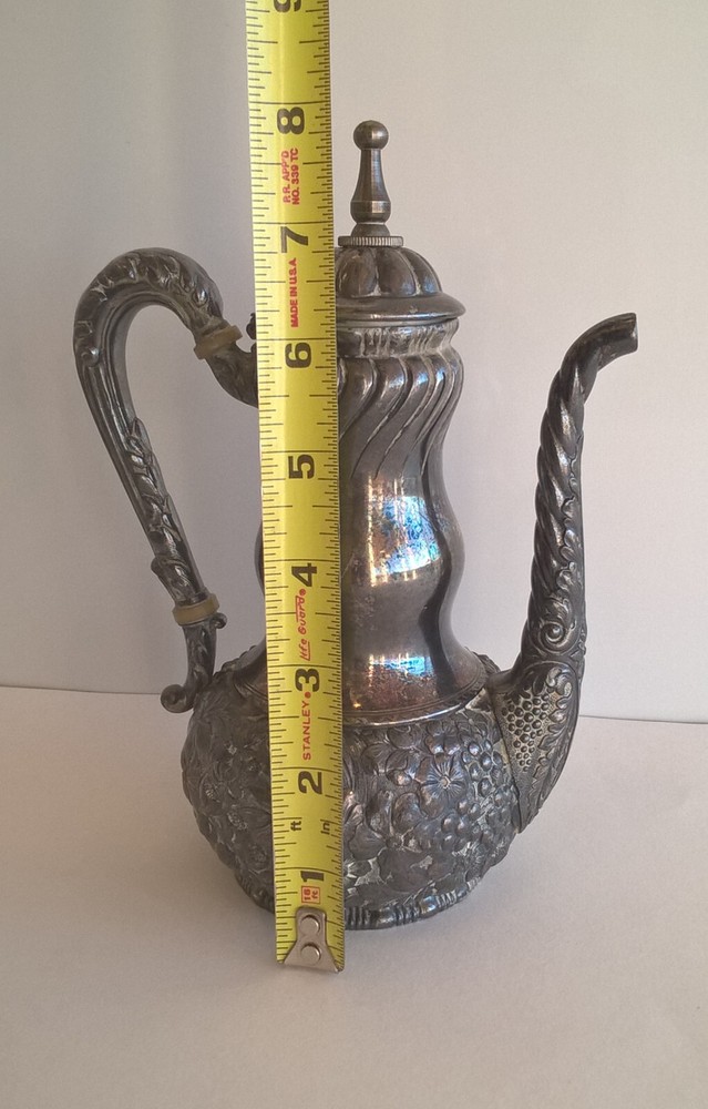 Simpson Hall Miller Coffee Tea Server Antique Victorian Repousse Silverplate 8"