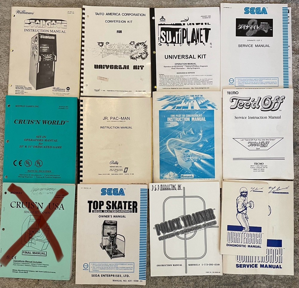 Arcade Operator/Service Manuals - Many To Choose From (PLEASE READ DESCRIPTION)