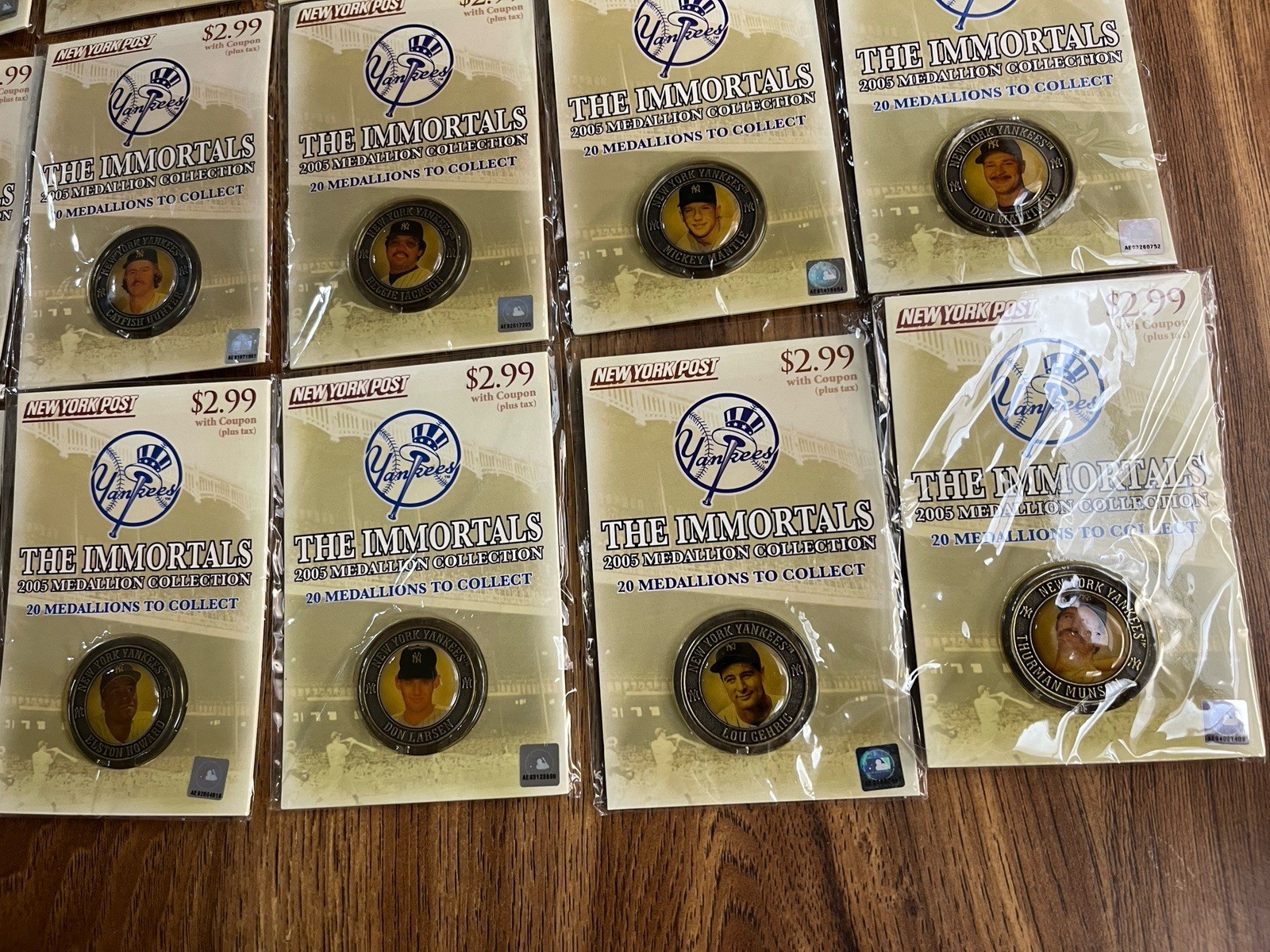 Complete Set of 2005 New York Post Yankees Medallions with Rare Error- Mantle