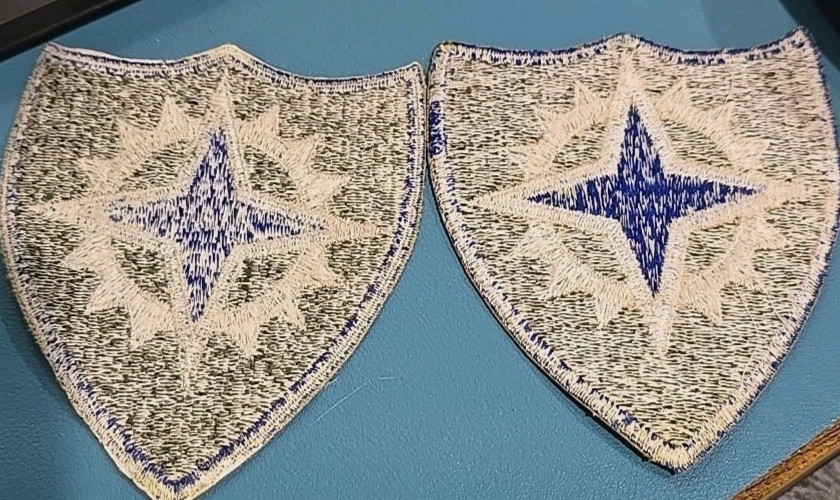 2-US 16th Army Corps Patch-Cut Edge-Snow Back-Original WW-II-2 Patch's*