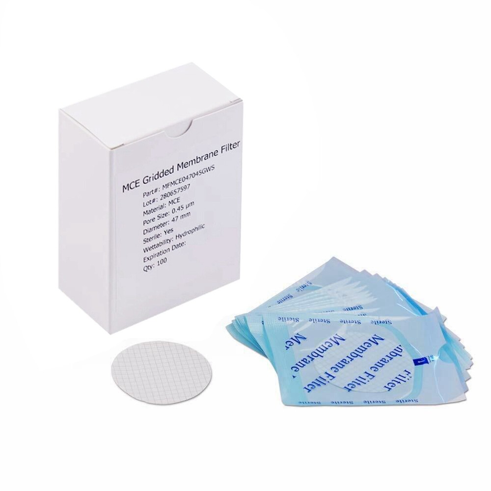 MCE Membrane Filter,Sterile,Black Grid, 47 mm,0.45µm,100-4000pcs,Lab Disc Filter