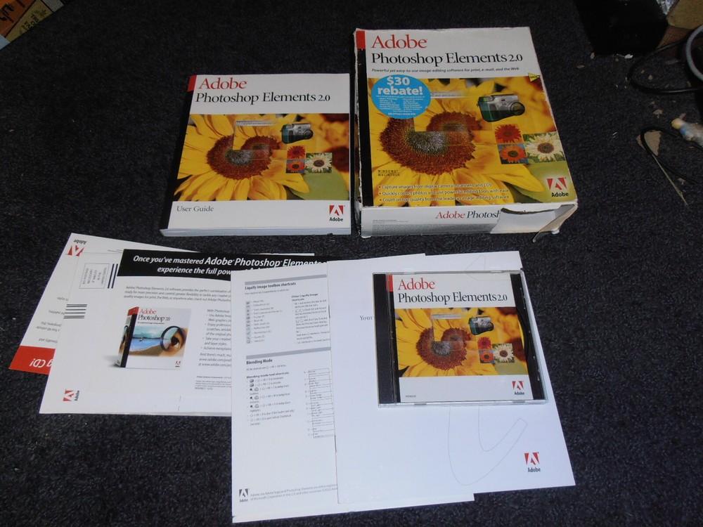 Adobe Photoshop Elements 2.0 (PC, Mac, 2002) Complete