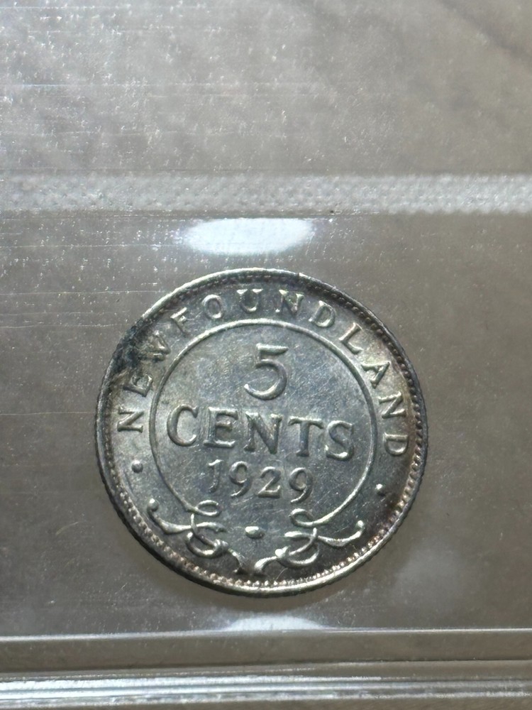 Newfoundland 5 Cent 1929 ICCS Graded AU55