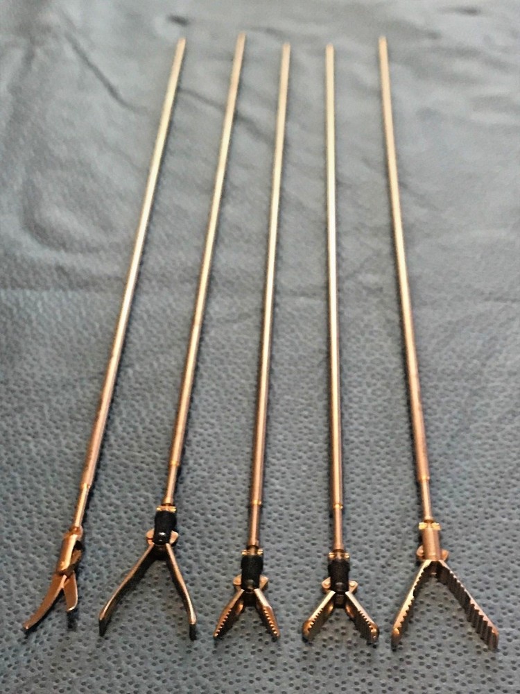 Set of 5 Circon ACMI Laparoscopic Snap In/Out Forcep Inserts, Scissors/Graspers