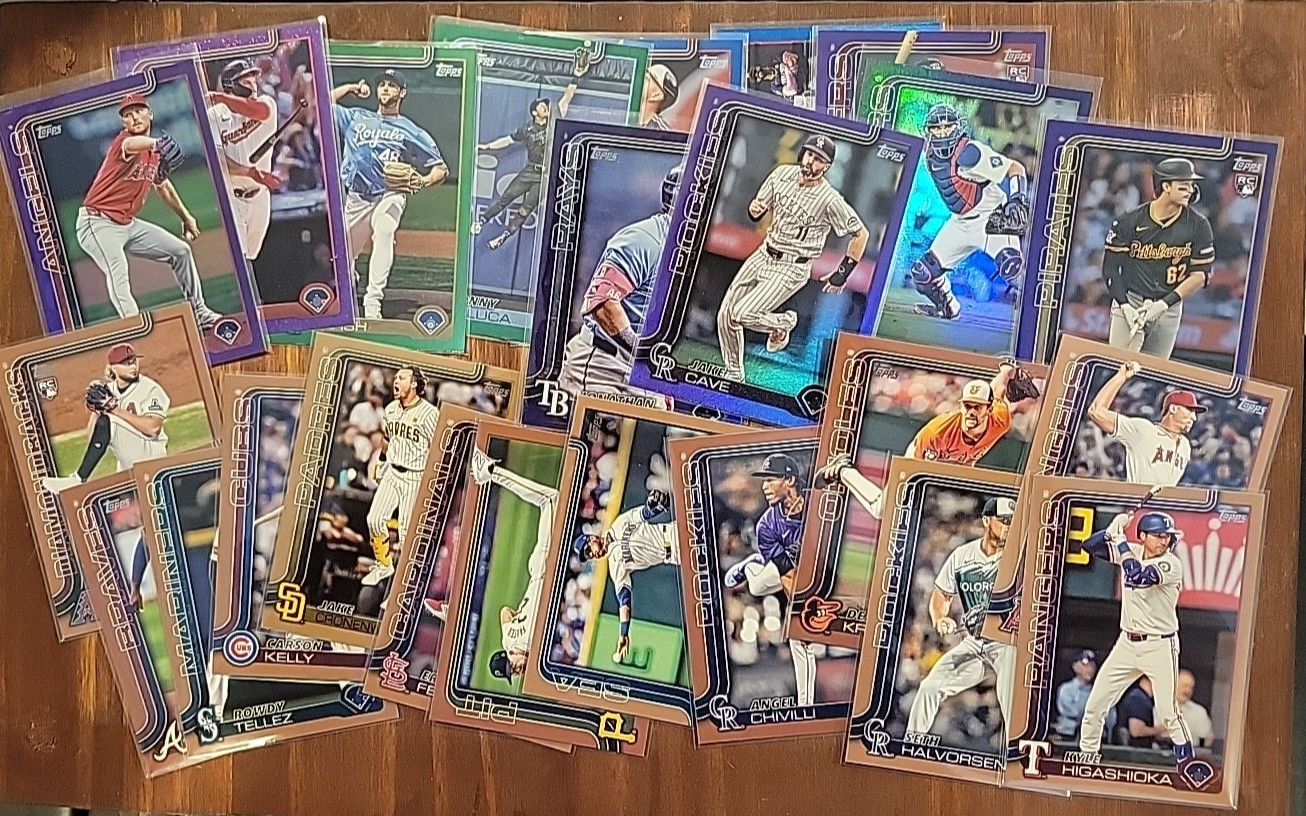 2025 Topps Lot Of 24 Serial Numbered Cards Including Gold Blue Green Purple
