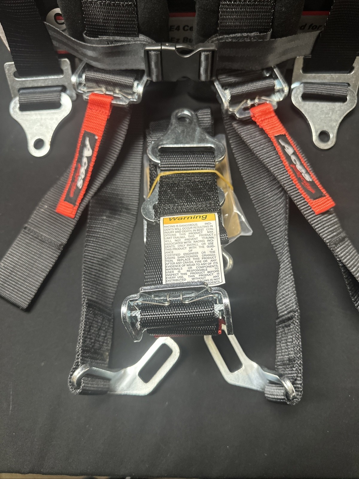 NEW Aces Racing 5 Point Harness With 2 Inch Padding E4 Certified BLACK