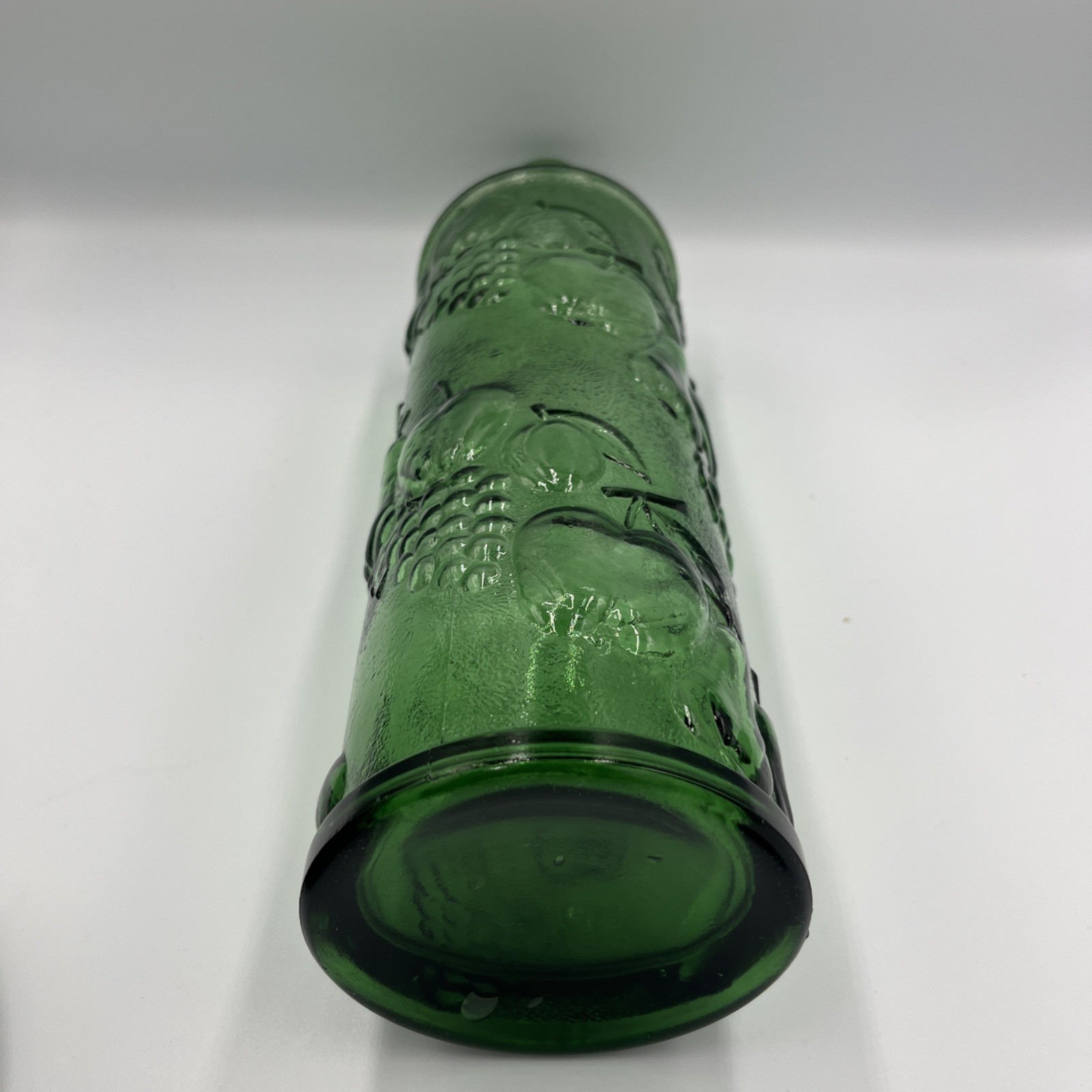 Vintage MCM Italian EMPOLI Green Glass Fruit Decanter 15” Tall No Stopper