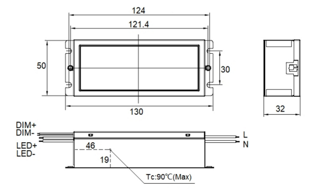 MSPI-DIM70W12S-1750 Dimmable LED Driver for 70W Wall Pack or Light Fixture