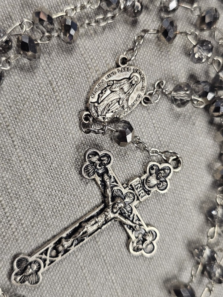 Beautiful Rosary Vintage Shiny Beads Christian Religious Gift C87