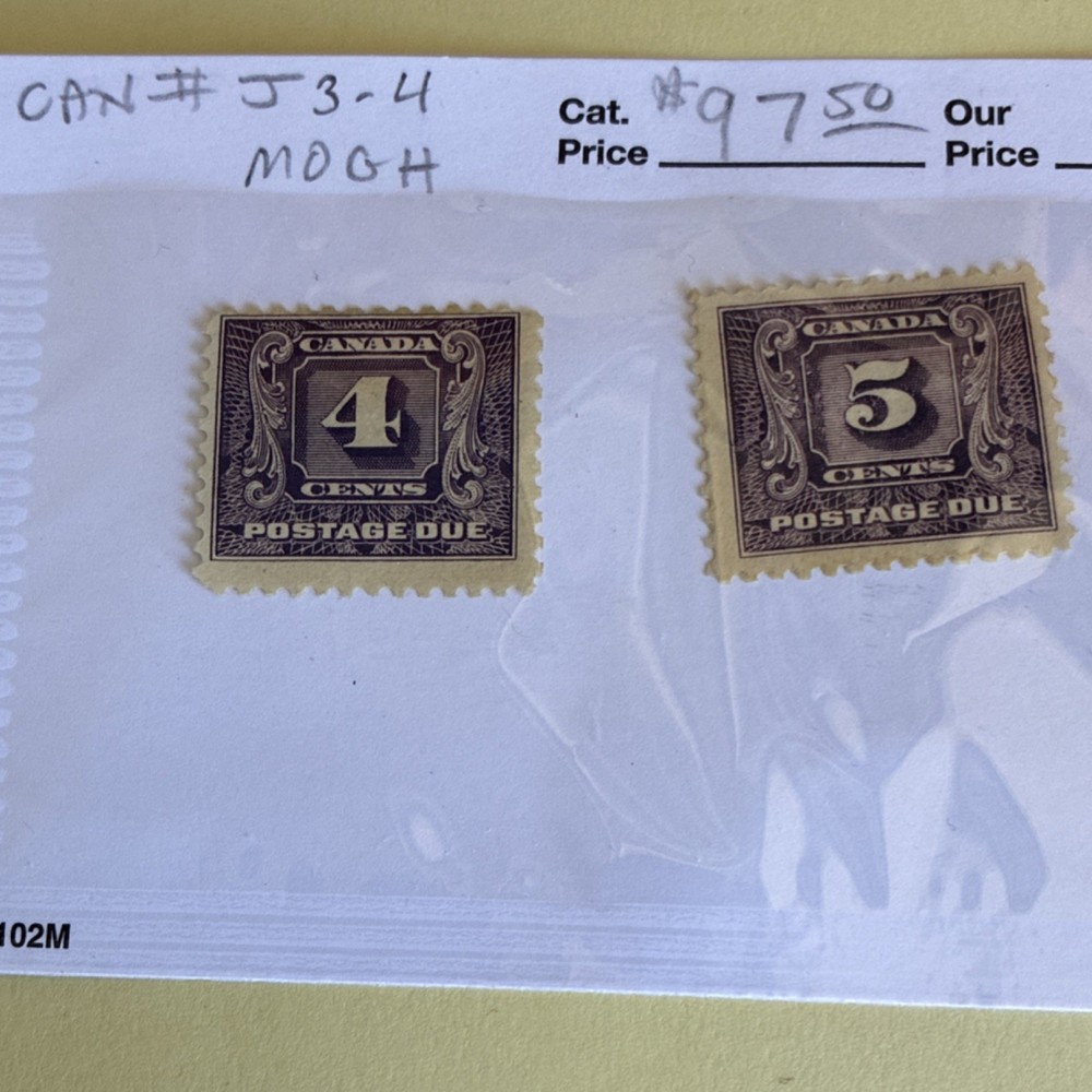 Canada 4c 5c Violet Postage Due Mint Hinged Original Gum Stamps