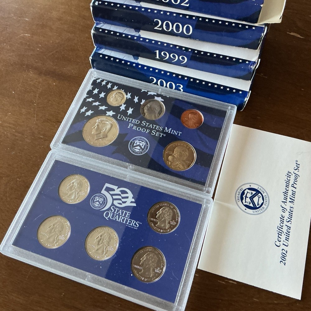 U.S. Mint Proof Set 1999 2000 2002 2003 State Quarters Uncirculated Strike Proof