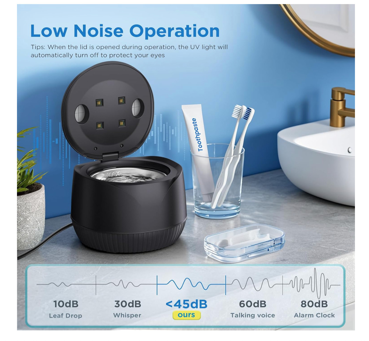 Dental Ultrasonic Retainer Cleaner Machine - Dental Cleaning Pod for Denture,...