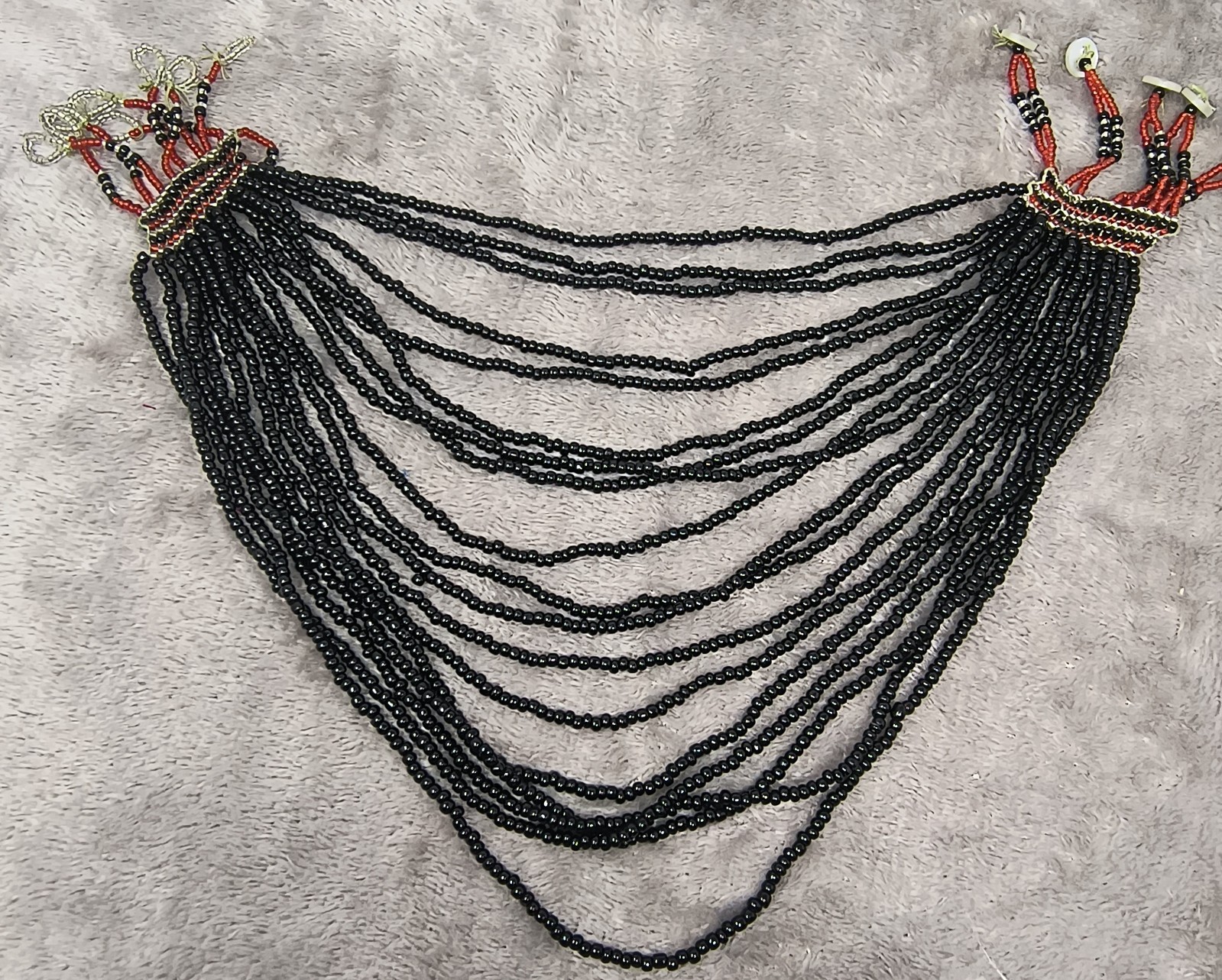 Modern Vintage Philippine Filipino Mindanao T'Boli Beaded Bib Necklace