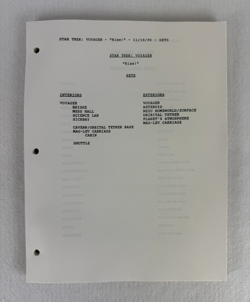Star Trek Voyager Rise! Final Draft Script (11/19/1996)