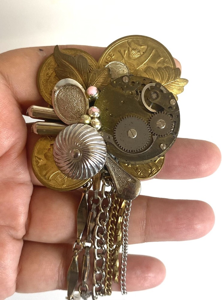 10.30 Vintage brooch, large, designer, multitone, 1988