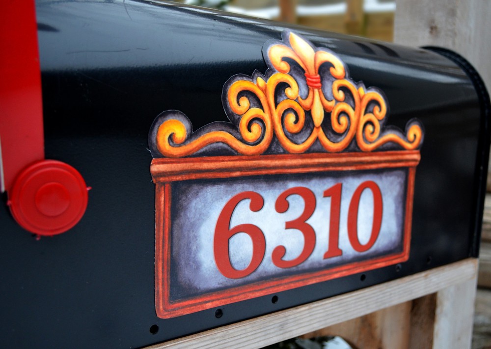 Mailbox Magnet (Partial Cover) Fleur de Lis Customized Address Numbers