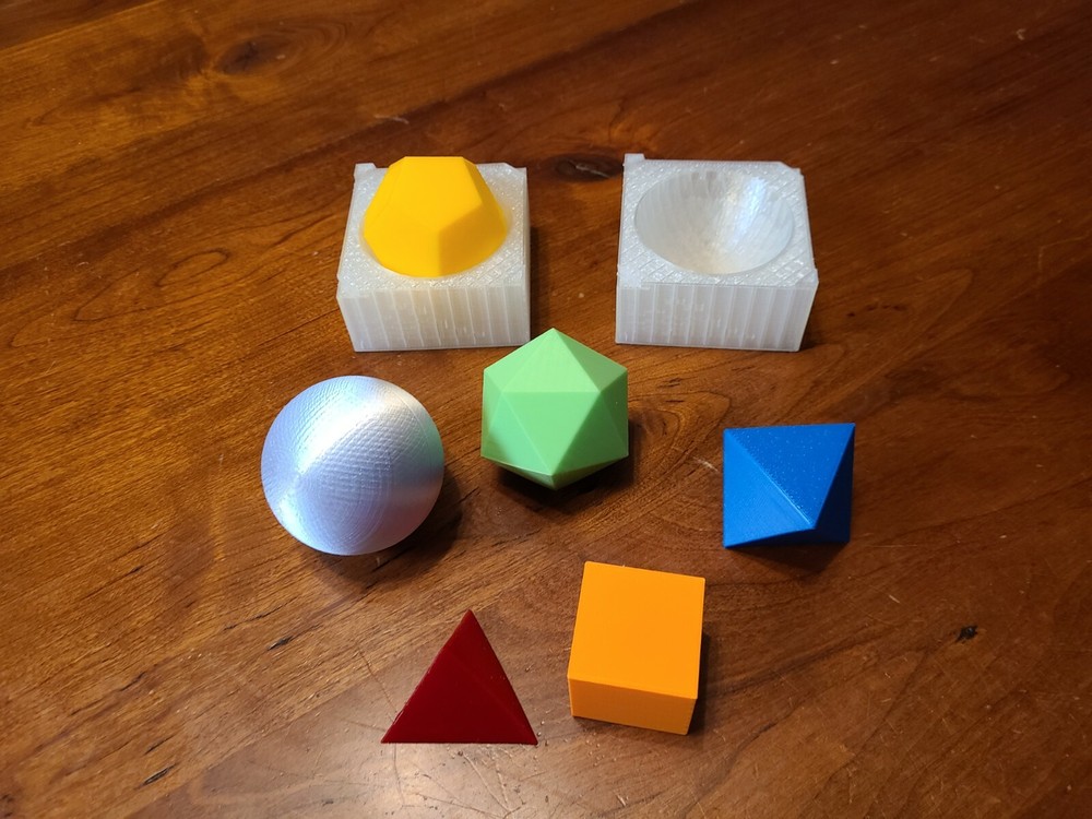 Small 3D Printed Platonic Solids with Unit Sphere