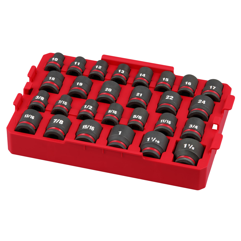 Milwaukee Tool SHOCKWAVE Impact Duty Socket 1/2&rdquo; Dr 27PC SAE TRAY Set