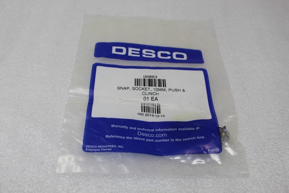 DESCO 09863 Snap Kit - Universal 10MM Snap Socket Push & Clinch