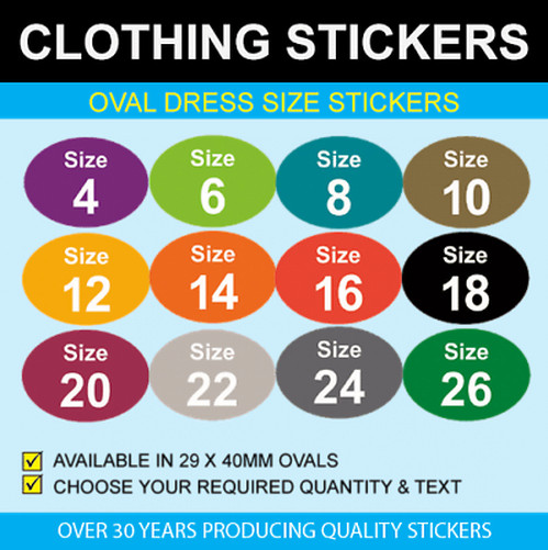 Oval Womens Clothing Size Stickers