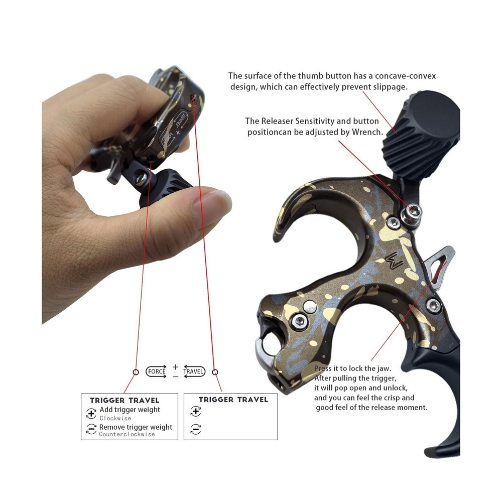 Compound Bow Release Aid Wrist Strap Adjustable Thumb Release Left Right