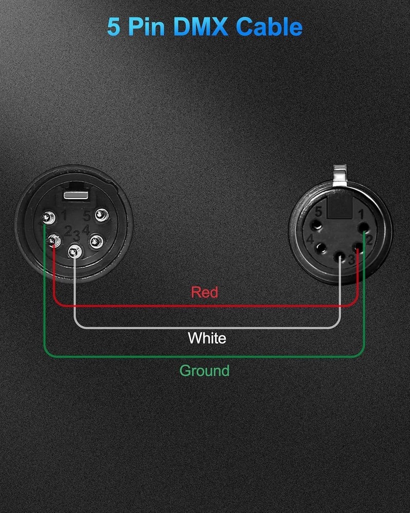 5 Pin DMX Cable 50FT 2 Pack for Stage Lighting & Controllers