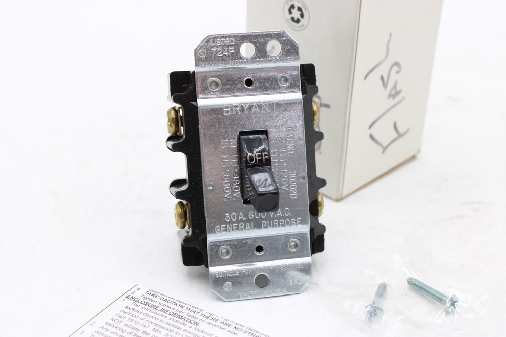 Bryant 30002D Manual Motor Disconnect Switch