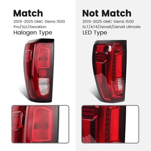 Tail Light Compatible with Left Side Halogen Tail Light for 19-26 Sierra 1500