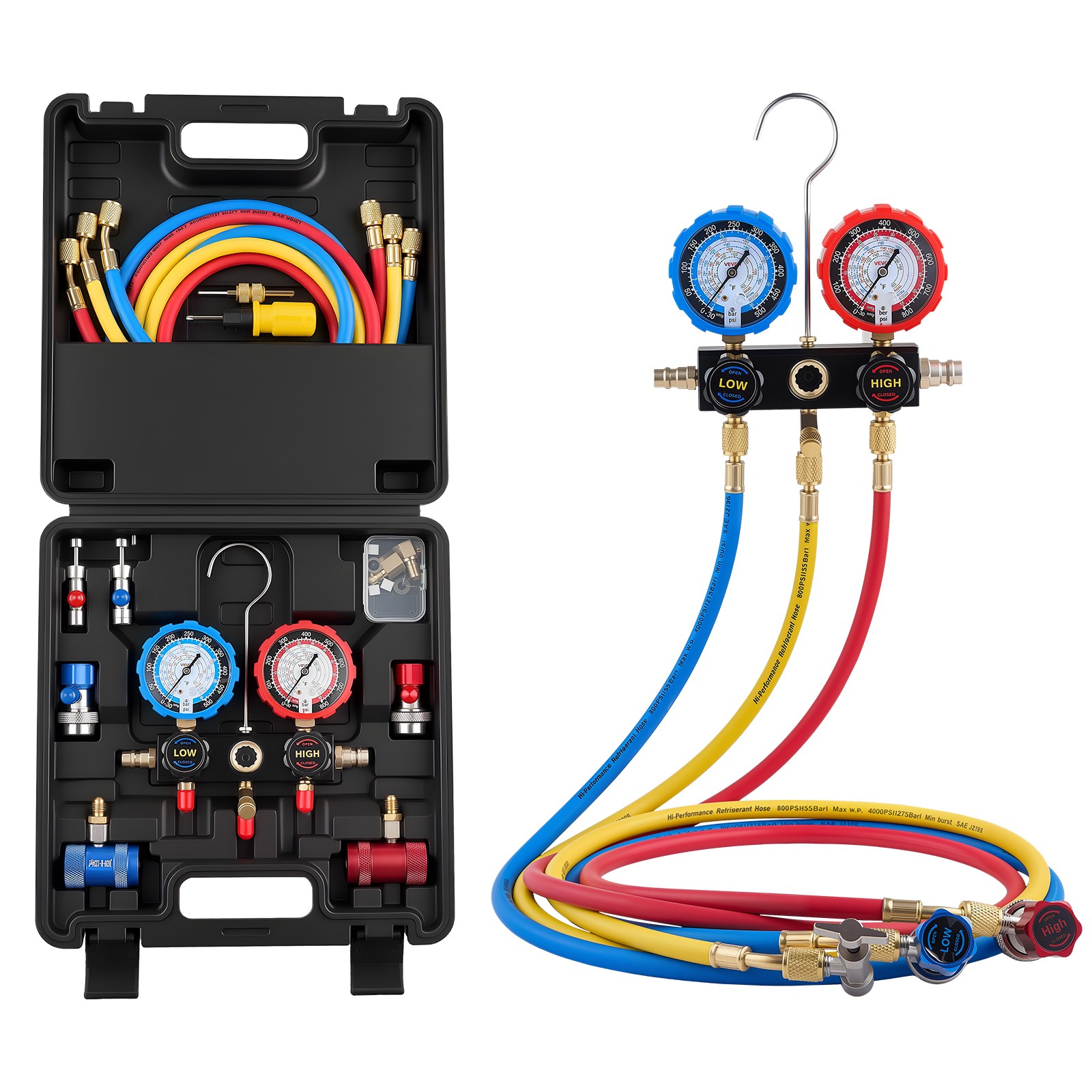 VEVOR AC Manifold Gauge Set 3-Way R134a R404A R1234yf R22 Refrigeration Charging