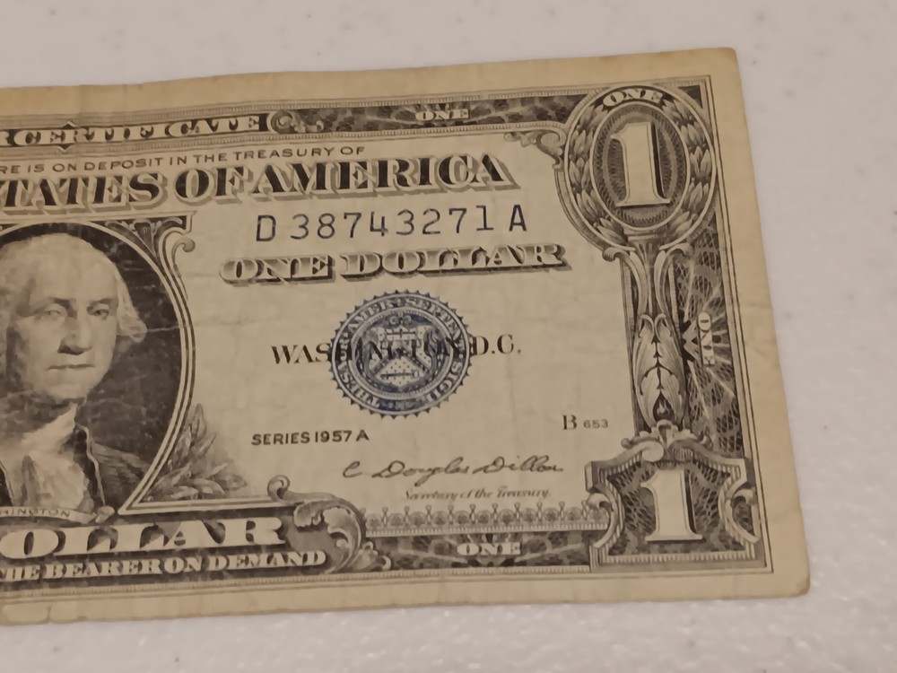 Error- 1957a $1 Blue Seal Silver Certificate- Insufficient Ink Error