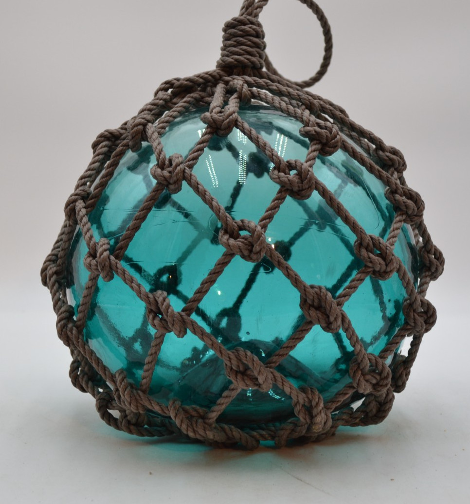 VINTAGE GLASS FISHING FLOAT IN TURQUOISE