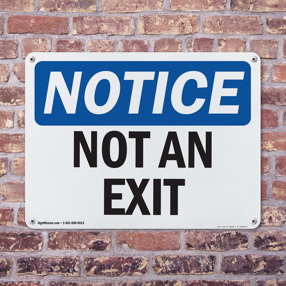 (2 Pack) Not An Exit OSHA Notice Sign Decal Metal Plastic