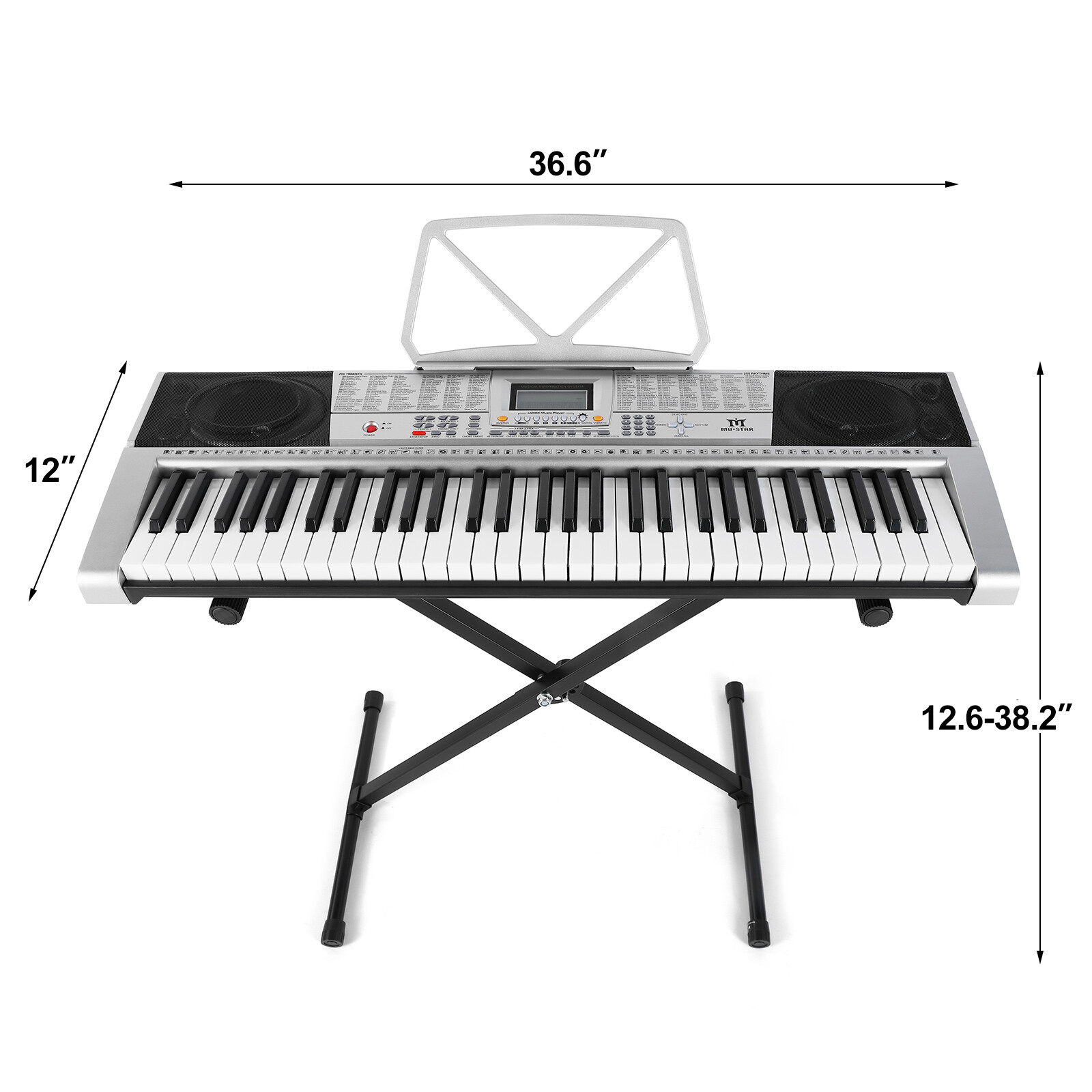 Portable 61Key Electronic Lighted Keyboard Piano LCD Screen Headphone Microphone