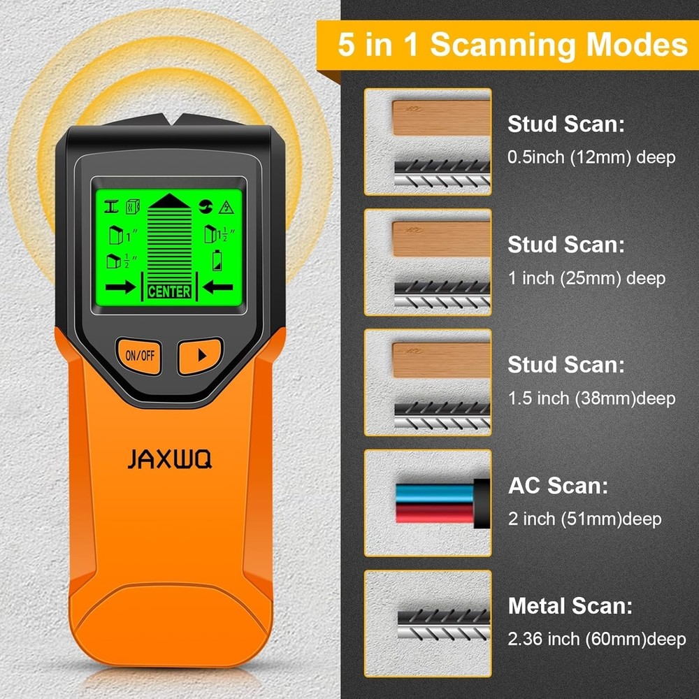 5-in-1 Stud Finder Wall Scanner with High Sensitivity Smart Chip Technology