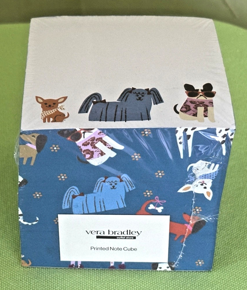 VERA BRADLEY BARK PARK PRINTED NOTE CUBE:NWT DOGS