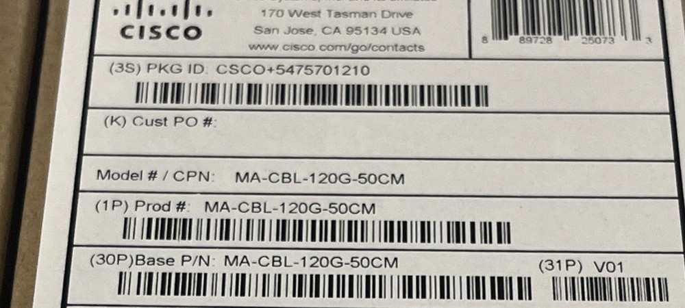 MA-CBL-120G-50CM MERAKI MS390 120G DATA-STACK CABLE, 50 CENTIMETER