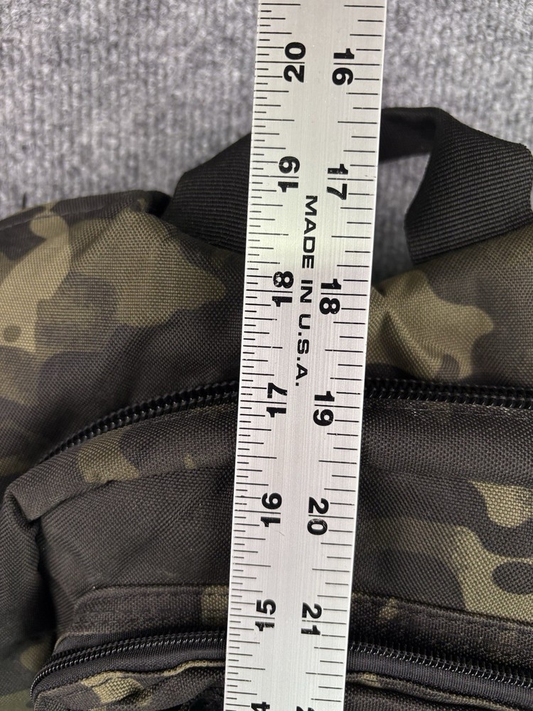 Tactical Backpack 1.5L Black Camo Carrier MOLLE w/ US Flag Patch EUC