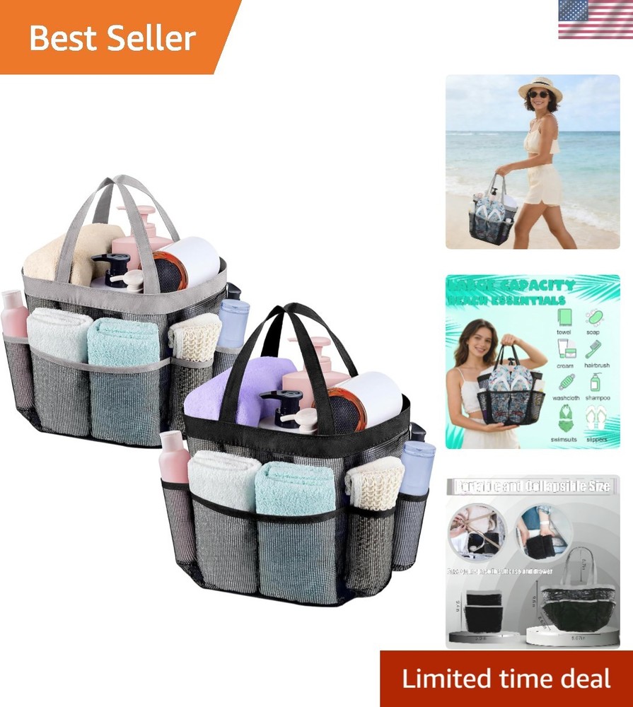 2 Pack Mesh Shower Caddy - Portable Quick Drying Bag for Dorm Room Essentials