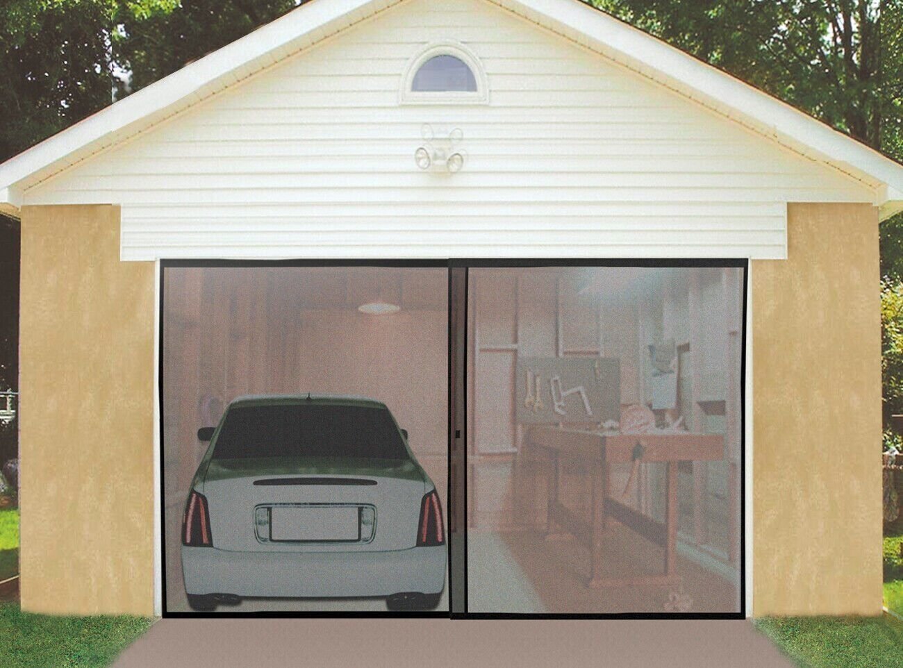 Double Garage Door Screen Magnet Bottom Insect Bug Mesh 16ft. x 7ft NEW