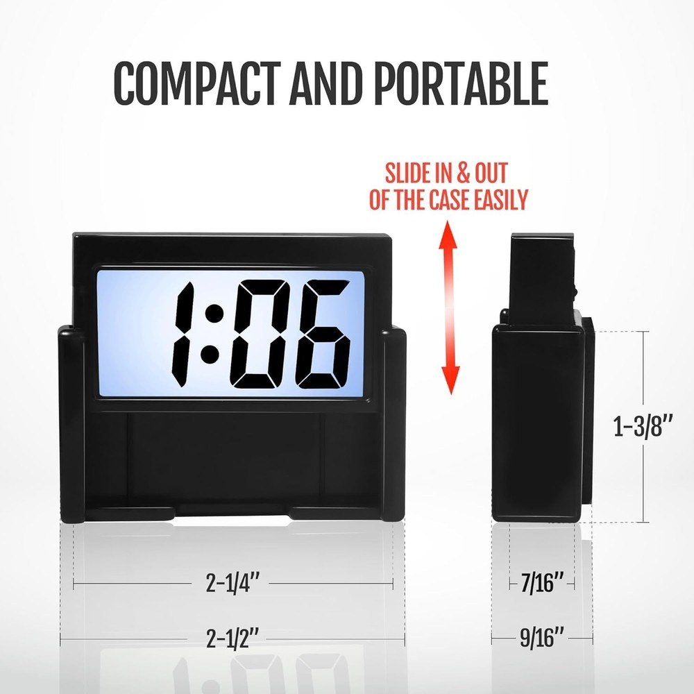 Upgraded Car Digital Clock with Backlight – Stick-On or Clip-On Clock for Das...