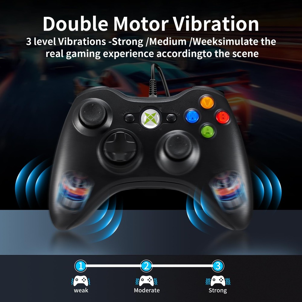 NBCP Wired Controller – Compatible with Xbox 360, 360 Black for 360