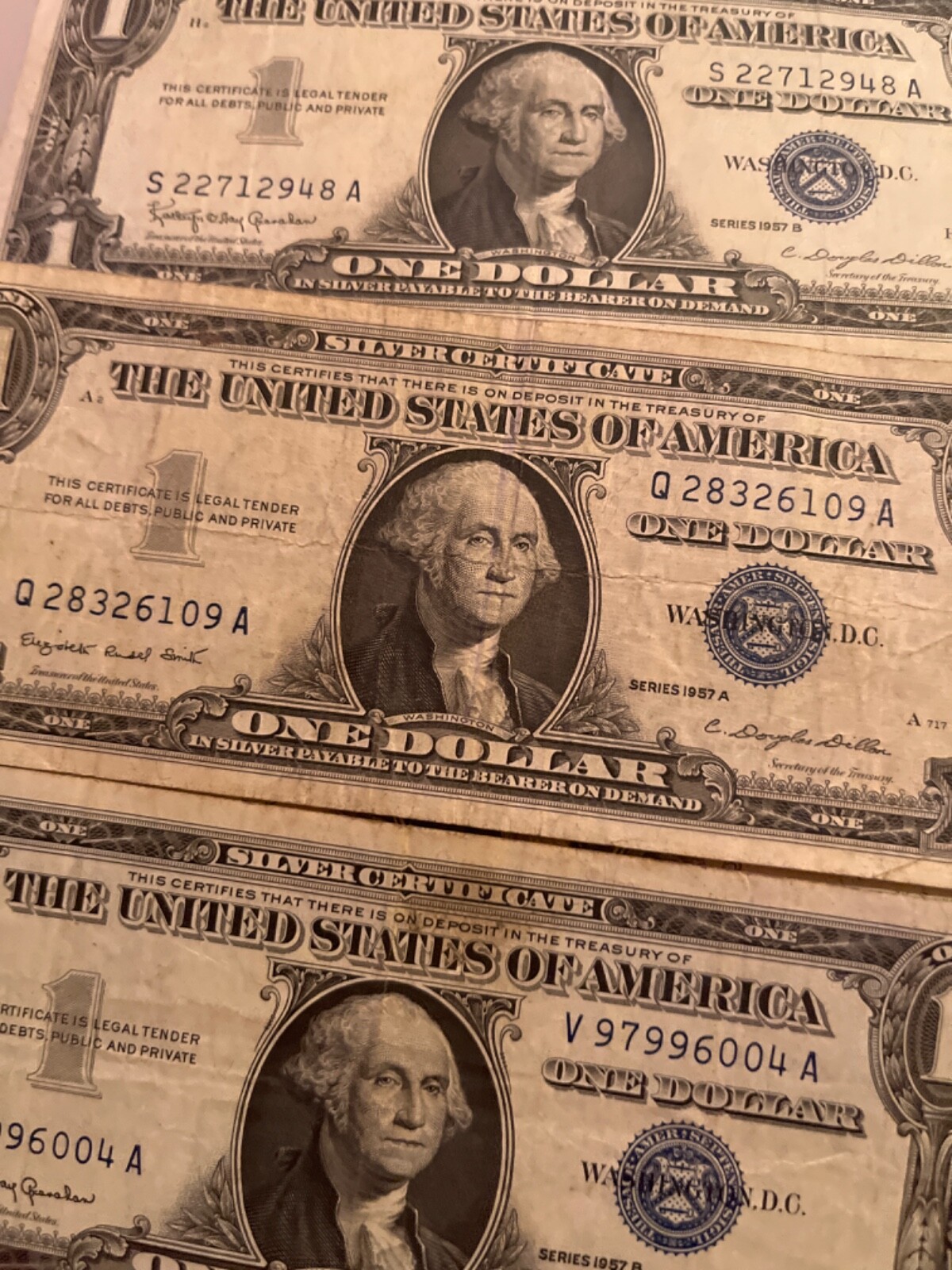 1957 $1 BLUE SEAL SILVER CERTIFICATE EACH LOT IS ONE NOTE