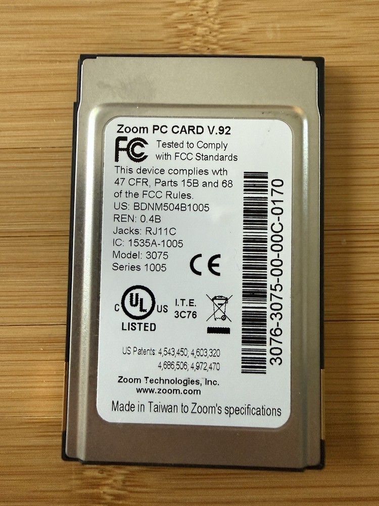Zoom V.92 PC Card