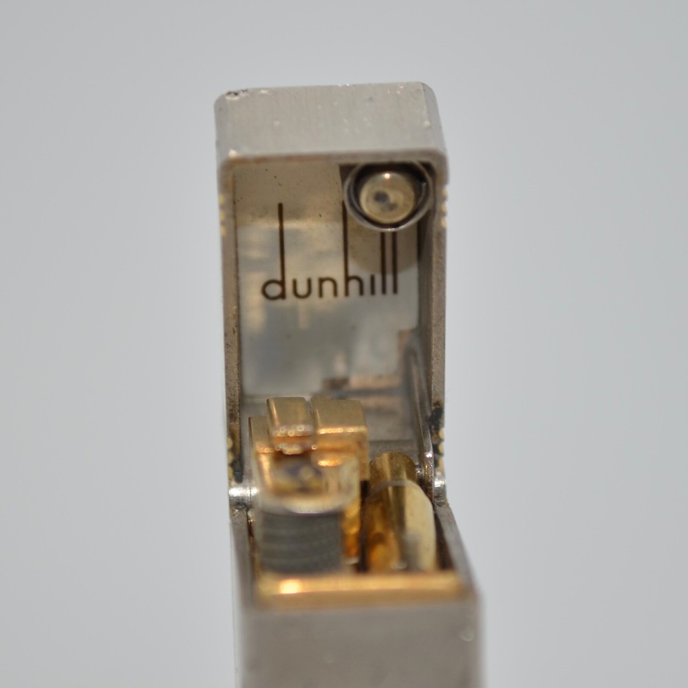 Dunhill Silver Rollagas Lighter Gold Line _ Ultrasonically cleaned_WORKING
